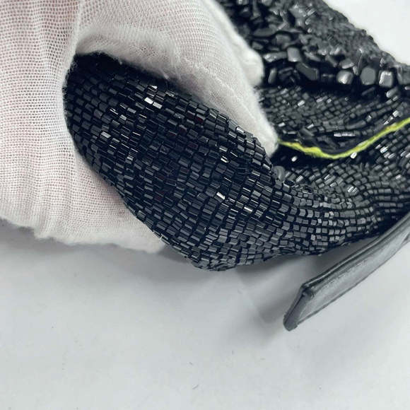 Fendi Baguette Black Beaded Shoulder Bag with Stones in Wave Pattern - Picture 13 of 16